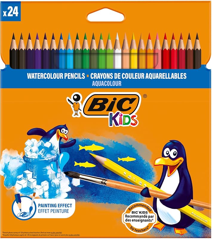 Aquacouleur, Volver a la Escuela, Lápices de Acuarela Efecto Pintura, Paquete de 24 Unidades