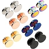 Awinrel Mens Womens Stud Earrings Fake Plugs Cheater Illusion Ear Gauges Tunnel Stainless Steel 6 Pairs