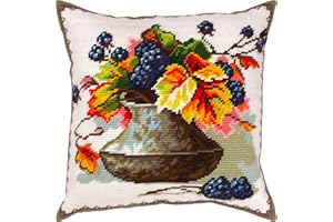 Brvsk Still Life Needlepoint Kit for Adults and Beginners — Autumn Mood 16″ × 16″ with Clear, Precise Printed Design on Cotton Canvas; Includes 2 Needles, Yarn, and Easy-Read Chart