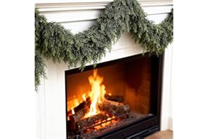 PABREY 1 Pcs 6 FT Real Touch Cedar Garland, Artificial Realistic Thick Christmas Greenery Faux Cedar Garland for Mantle Table Stairs Wall Outdoor Indoor Christmas Decorations (6 FT, 1 Pcs)