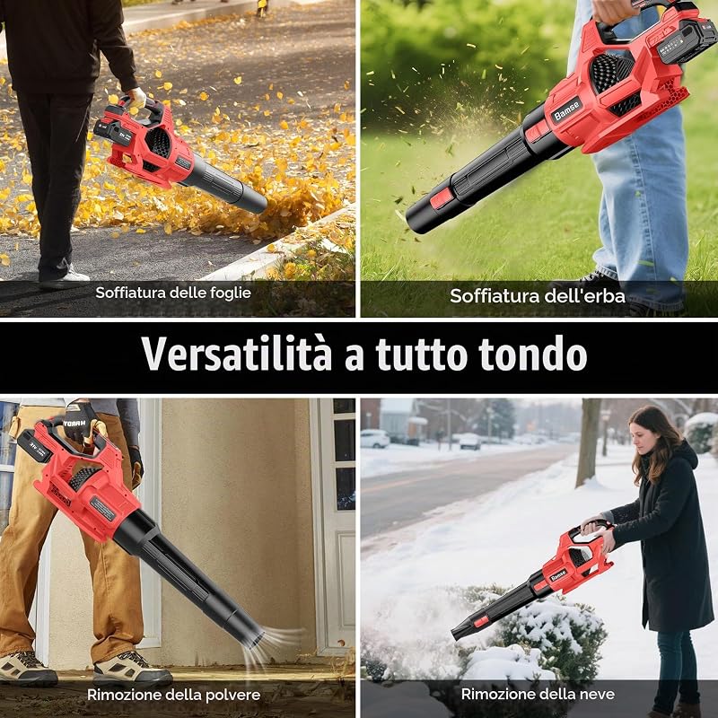 Soffiatore a Batteria 21V, Soffiatore Foglie Elettrico con 2 Batteria
