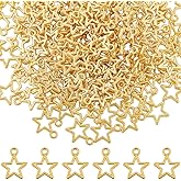 SUNNYCLUE 200Pcs Mini Gold Star Charms Bulk Alloy Tibetan Style for Jewelry Making Charms Supplies DIY Necklace Bracelets Earring Women Adult