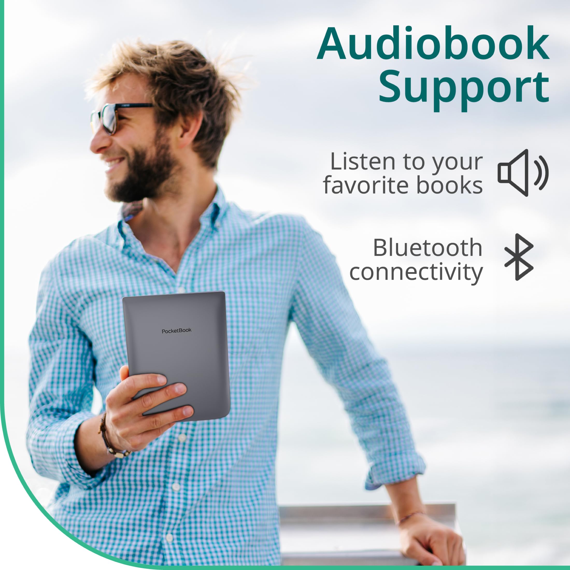 PocketBook InkPad 3 Pro | E-Reader IPX8 Waterproof | Large 7.8? Glare-Free & Eye-Friendly E-Ink Screen | Text-to-Speech Function | Audio Output & Bluetooth | Audiobook & E-Book Reader | SMARTlight