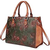 Crossbody Bag for Women Shoulder Bag Top Handle Tote Purses Vintage Satchels Handbag Embossing Rose