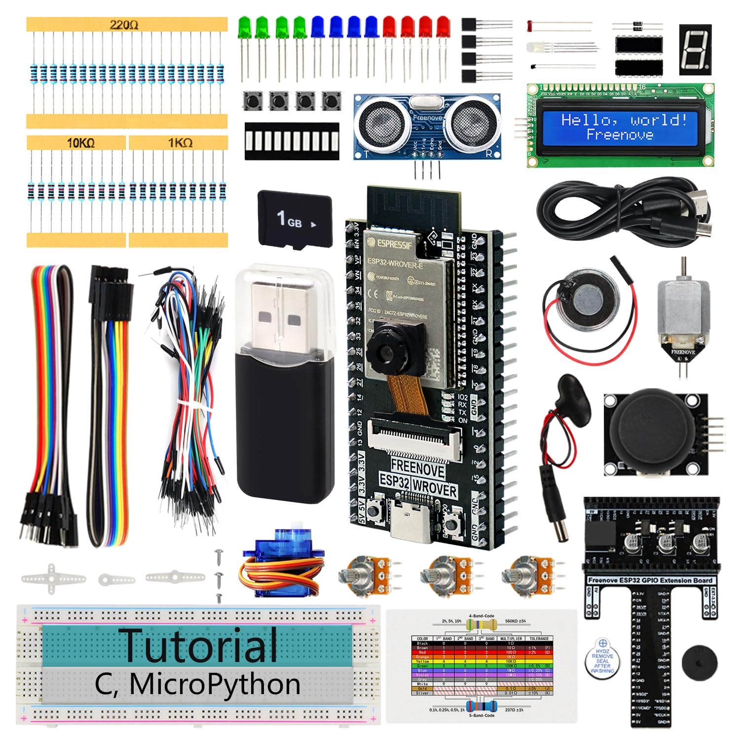 Freenove ESP32 Kit Dev CAM Board Super Starter Kit, Dual-core 32-bit 240 MHz Microcontroller, Onboard Camera WiFi+BT, 522-Page Detailed Tutorial, Python C Code, 78 Projects, 173 Items