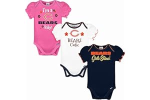 Gerber NFL baby-girls Nfl Team 3 Pack Short Sleeve Onesie Bodysuit