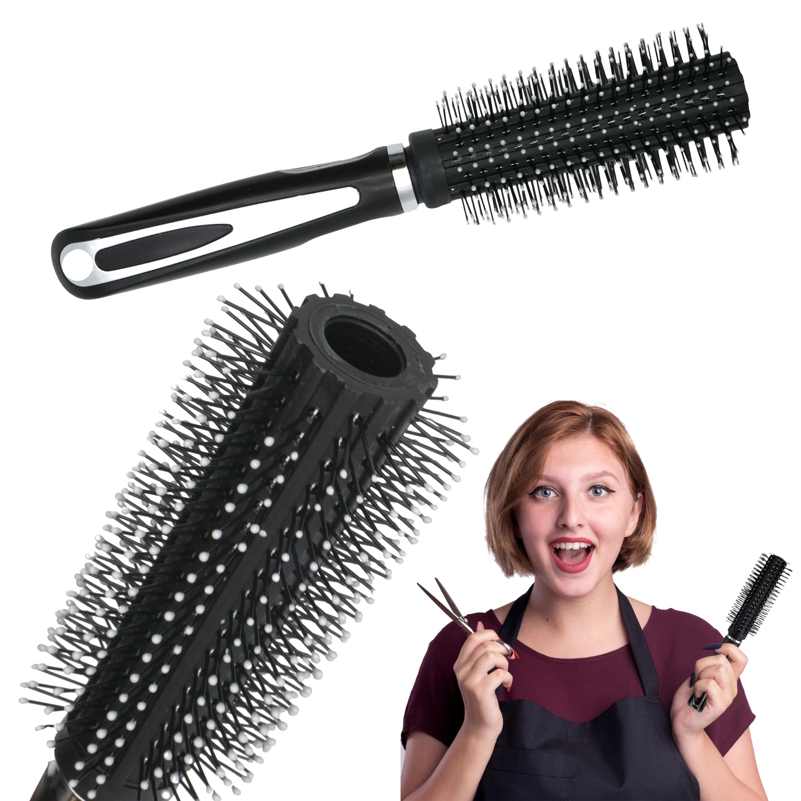 Radial Hairbrush for Women, Professional Bristle Brush for Styling & Polishing, Round Hair Brush for Blow Drying, Curling Brush, Ideal Round Hair Brush for Men, Women and Barbers Size-23cm
