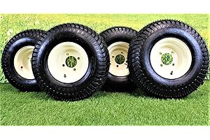 Antego Tire & Wheel Tan/Beige 8x7 Golf Cart Wheels (Rims) with golf cart tires 18x8.5-8 with rim (Set of 4) - Compatible with EZGO, Club Car, and Yamaha Golf Carts, and any 18x8.5-8 nhs 4 on 4 fitment
