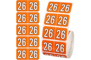 SINBANA 500pcs 2026 Year Stickers, 3/4x1-1/2 Inch File Folder Labels 26 Year Colored Self-Adhesive Medical Chart Number Stickers for Tab File Folders Office Supplies (Orange)