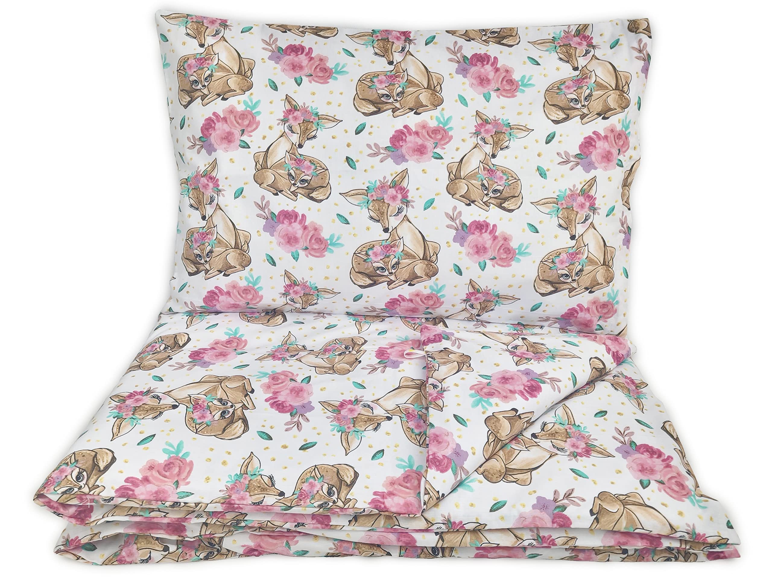 Baby's Comfort Bedding Set Duvet Cover (90 x 120 cm) + Pillowcase (40 x 60 cm), Roe-deers with a wreath — image 1