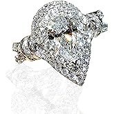 AZQ 925 Sterling Silver Shiny Full Diamond Gemstone Ring Tear Drop Shape 3Ct Cubic Zirconia Rings CZ Teardrop Diamond Ring Eternity Engagement Wedding Band Ring for Women Z.49 (US Code 8)