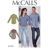 McCall's Patterns McCall's Women and Men's Button-Up Dress Shirt, Sizes S-L Sewing Pattern, White