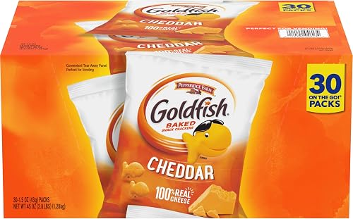 Goldfish galletas Cheddar, paquetes de aperitivos de 1.5 oz, 30 unidades — Snacks