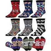 Velmitten 6 Pairs Funny Motorcycle Socks for Men Novelty Cotton Crew Dress Socks Birthday Gift for Dirt Bike Rider Motorcycle Lovers