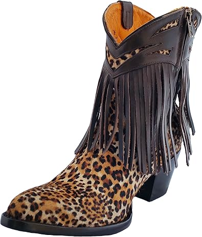 leopard booties with fringe