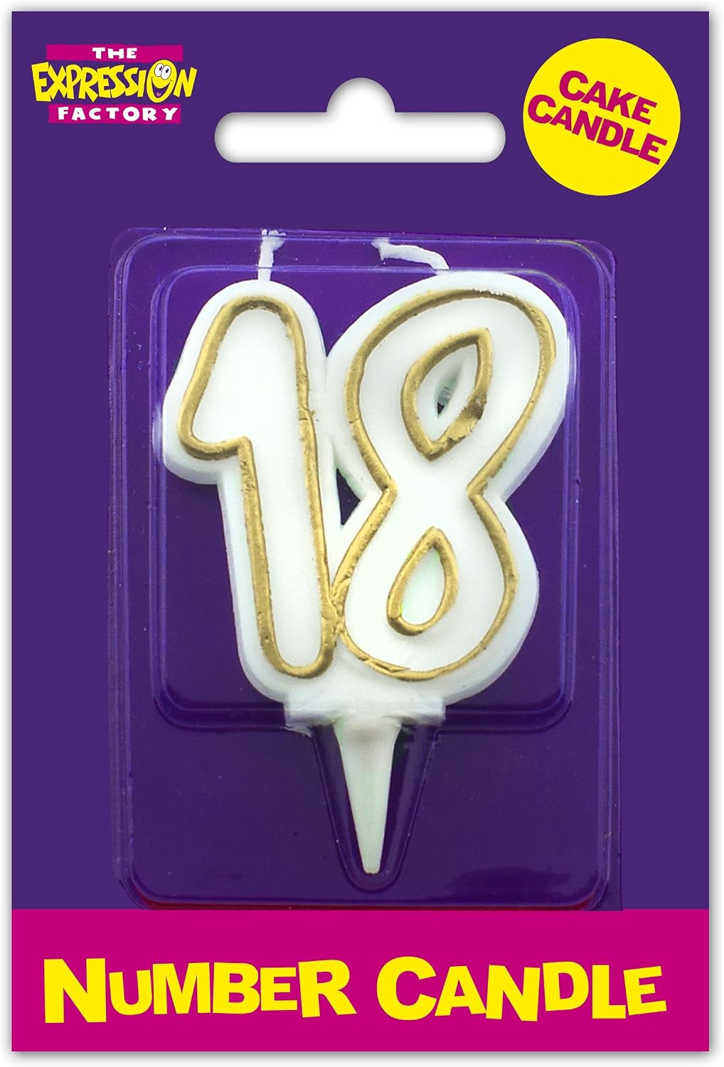 Expression Factory Age 18 Milestone Birthday Cake Candle, Gold, Birthday Candle - Image 4