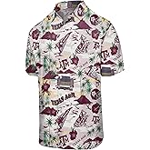 FOCO NCAA Mens NCAA College Team Logo Floral Tropical Thematic Stadium Print Button Up Shirt