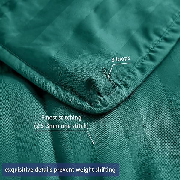 WEIGHTED BLANKET FOR ADULTS (15 LBS, 48″ X 72″, GLOSSY GREEN STRIPES) HEAVY BLANKET FOR SLEEPING PERFECT FOR 160-180 LBS, TWIN SIZE BREATHABLE BLANKET WITH PREMIUM GLASS BEAD, MACHINE WASHABLE