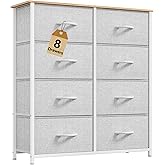 DWVO Fabric Dresser for Room, Tall Storage 8 Drawers, Black Dresser & Chest of Drawers, Storage Drawer Organizer for Closet, Living Room