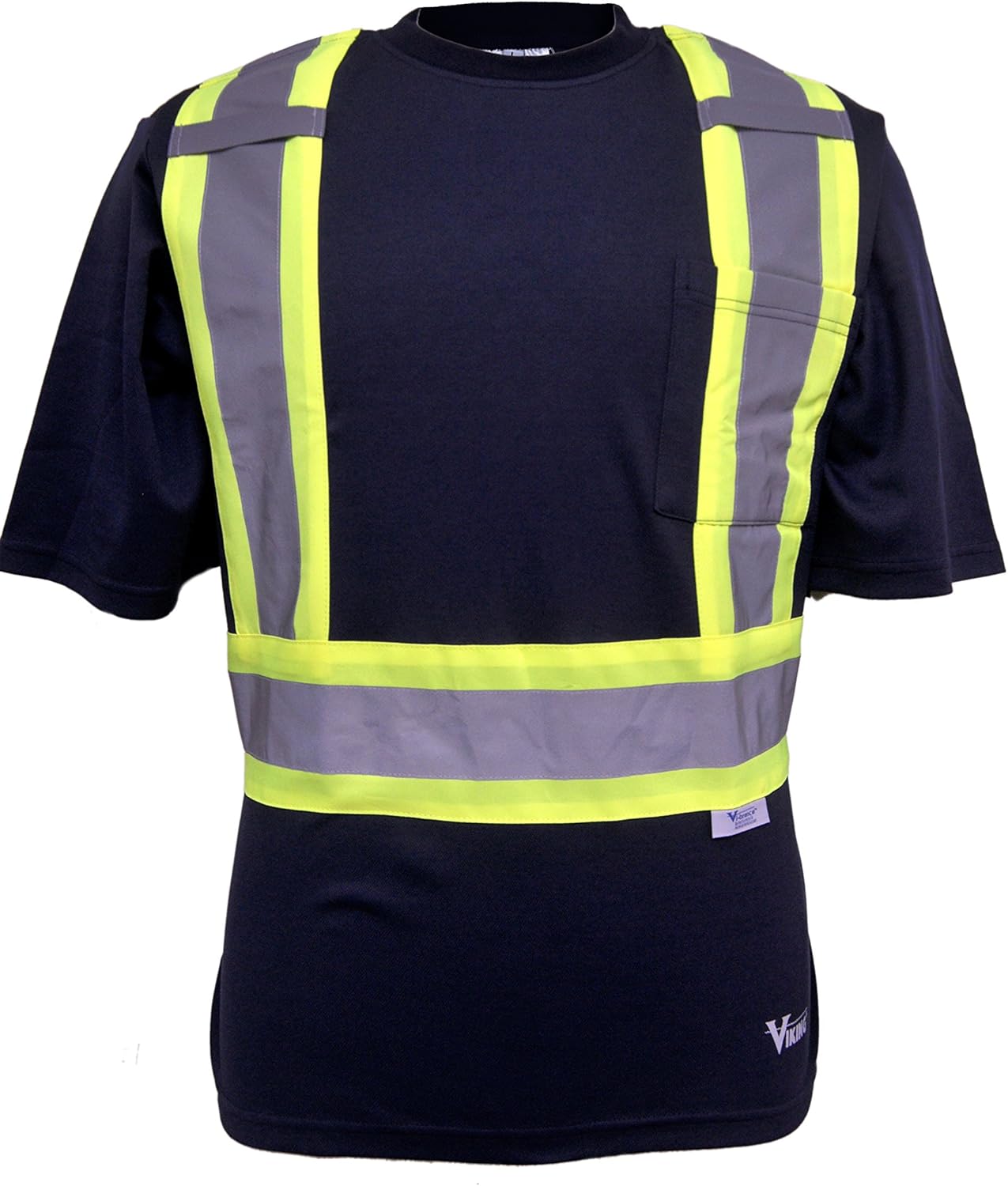 VIKING UPF Cotton Lined Safety T-Shirt with 2" Vi-brance Reflective Tape Over 4" Contrasting Tape : Clothing