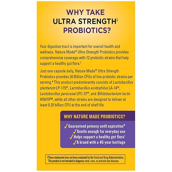 NATURE MADE ULTRA STRENGTH 12 STRAIN DIGESTIVE PROBIOTICS, PROBIOTICS FOR WOMEN AND MEN, 25 PROBIOTIC CAPSULES, 25 DAY SUPPLY