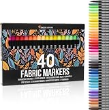 Zenacolor Fabric Pens Set of 40 - Non Toxic Fine Point Textile Markers view 1