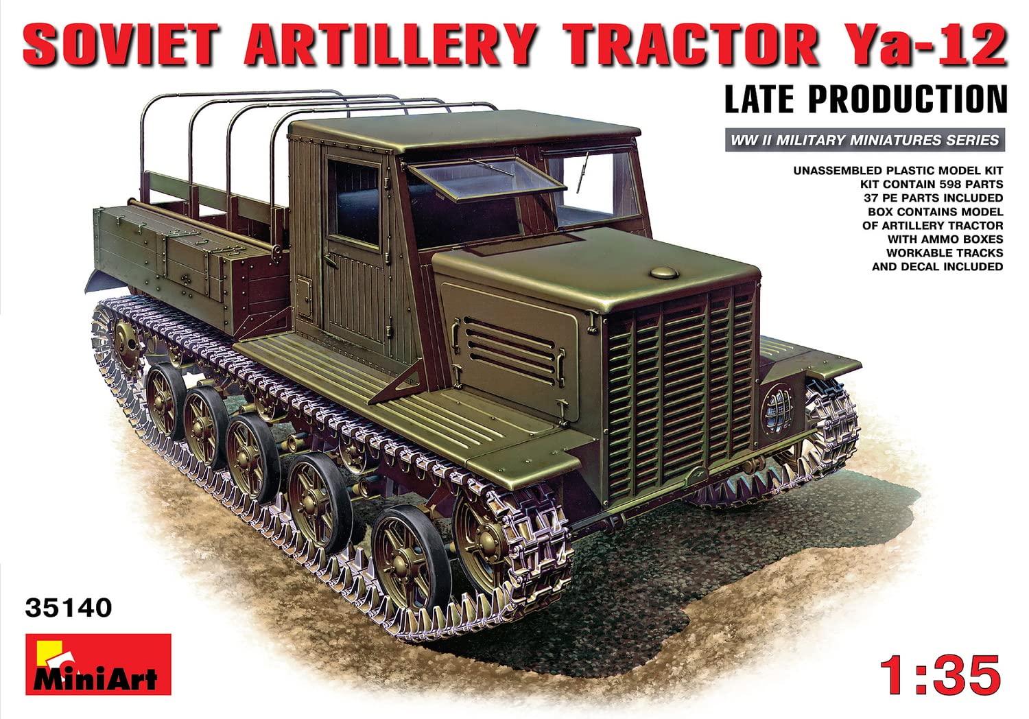 Miniart 1:35 Scale Ya-12 Late Prod Soviet Artillery Tractor Plastic Model Kit, Camouflage