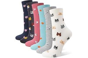 Guiqulai 8 Pairs Colorful Womens Funny Novelty Socks Cute Crew Socks Fun Fruit Animals Pattern Gifts for Women Girls