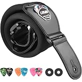 LEKATO Bass Guitar Straps for Electric Guitar &amp; Bass 3" Wide Padded Straps Adjustable Length from 45" to 55" Bass Guitar Strap with Pick Holder 2 Safety Strap Locks &amp; 6 Picks