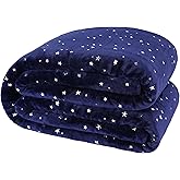 NANPIPER Fleece Blankets King Size Star Foil Print,Luxury Cozy Microfiber Blanket,Super Soft Flannel Fuzzy Blanket,Navy Blue