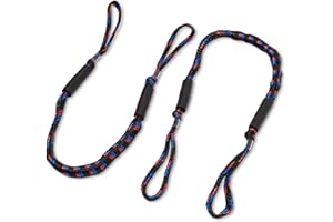 Bungee Dock Line 2-Pack-4ft, Adjustable No-Jerk Boat & Kayak Ties, Premium Mooring Ropes, Essential Boat Accessories, Ideal Kayak Accessories, Includes Free Docking E-Book by Domabri (Black/Red/Blue)