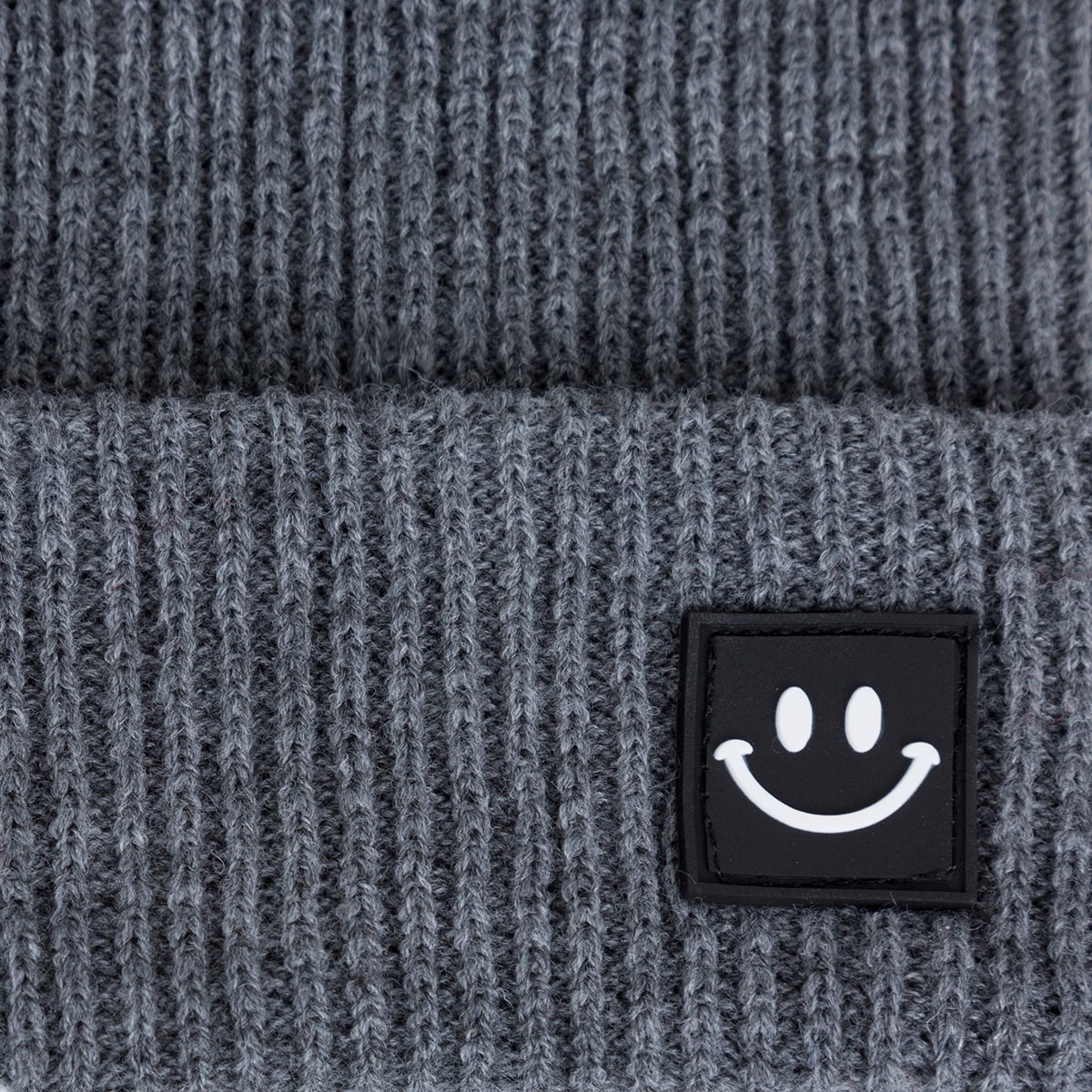 EVRFELAN Women Winter Hat Cuffed Plain Knit Beanie Cap Casual Knitted Warm Skullcap with Smile Face(Gray)