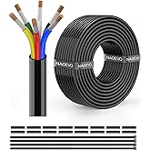 NAOEVO 16 Gauge Wire 6 Conductor Electrical Wire, 16 AWG Stranded PVC Cord, 12V Low Voltage/Tinned Copper/Flexible Cable for Automotive Wiring, Lamp Cord, Marine Cable (30FT)