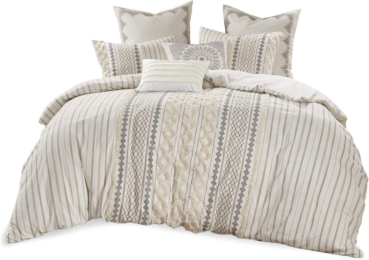 INK+IVY Imani Cotton Comforter Mini Set, Ivory: Furniture & Decor