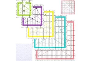 5 Pcs Quilting Rulers Sewing Rulers Quilting Square Templates with 1 Sheet Non-Slip Rings Acrylic Ruler for Fabric Cutting an