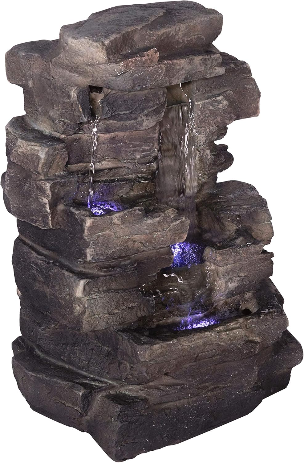 Alpine Corporation WIN220 Waterfall Tabletop Fountain w/White LED Light, 13 Inch Tall, Gray : Tabletop Garden Fountains : Garden & Outdoor