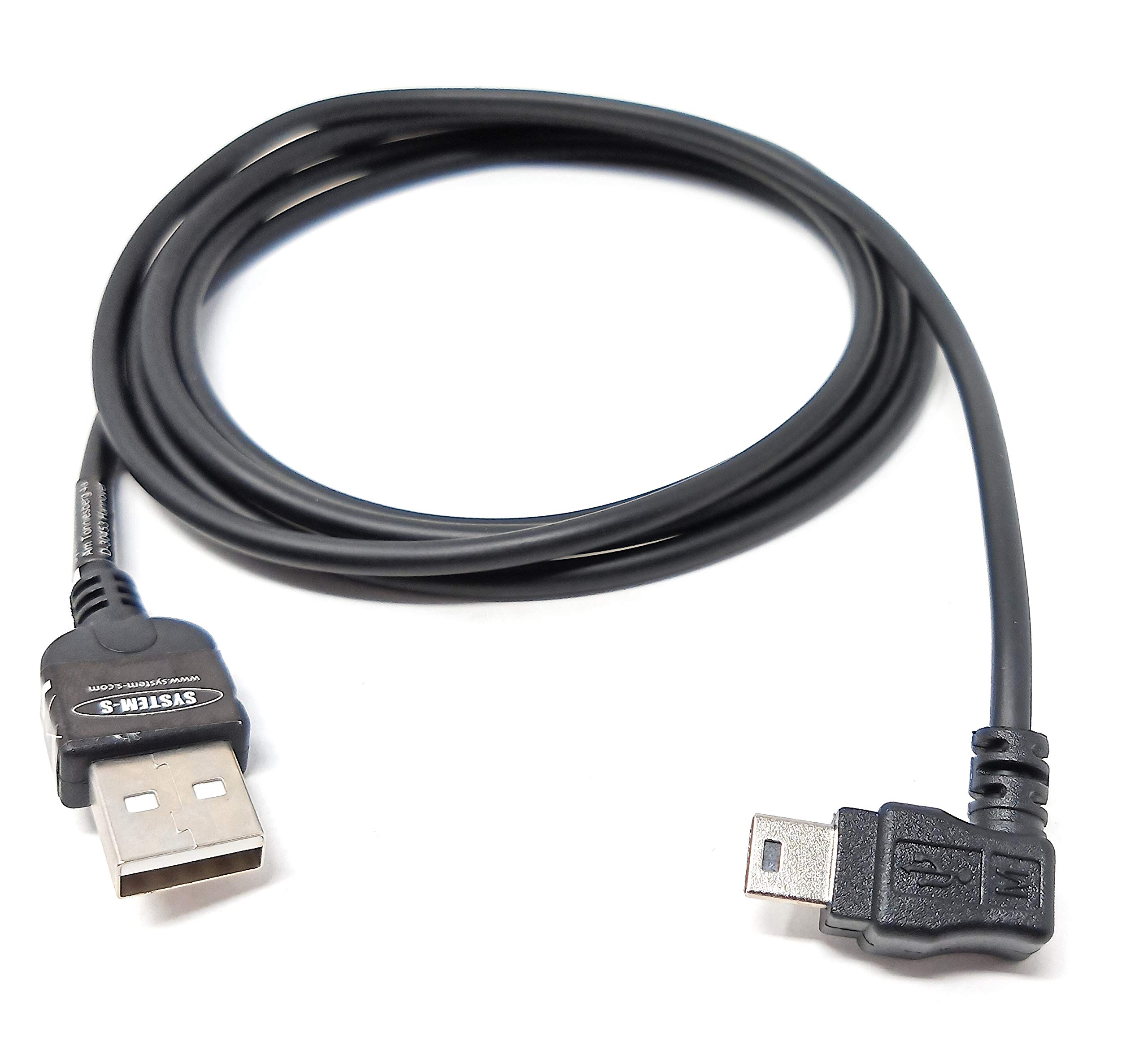 System-S 140 cm USB 2.0 Cable for USB-A to USB Mini-B 5-Pin Right Angle Plug 90 Degree Left