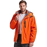 Kugnala Men's Winter Skiing Jacket Waterproof Warm Snow Fleece LiningCoat Mountain Hooded Windproof Rain Jacket S-6XL