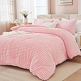 Andency Pink Comforter Set Queen, 3 Pieces Fleece Comforter for Queen Size Bed, Soft Warm Fluffy Fuzzy Luxury Plush Bedding Comforter Set for Winter (1 Comforter & 2 Pillowcases)