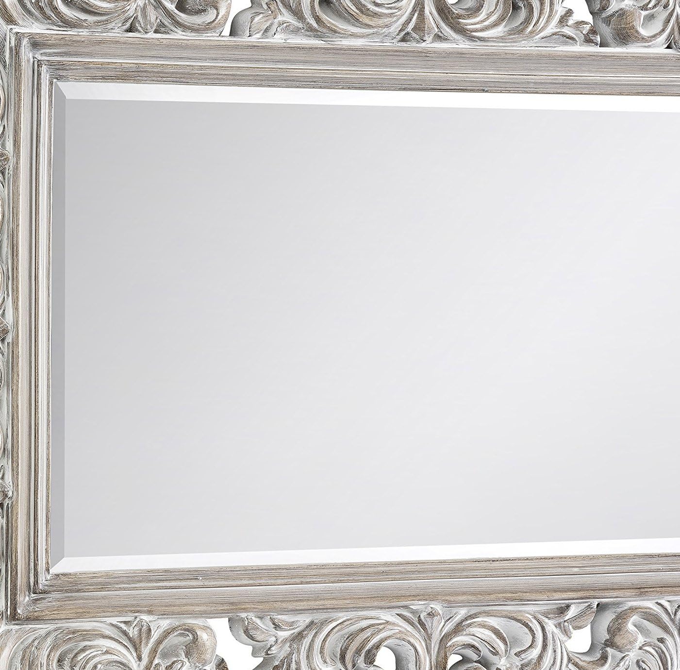 Julian Bowen Baroque Distressed Wall Mirror - Glass / Antique White Mirrors, 113L x 4W cm - Image 5