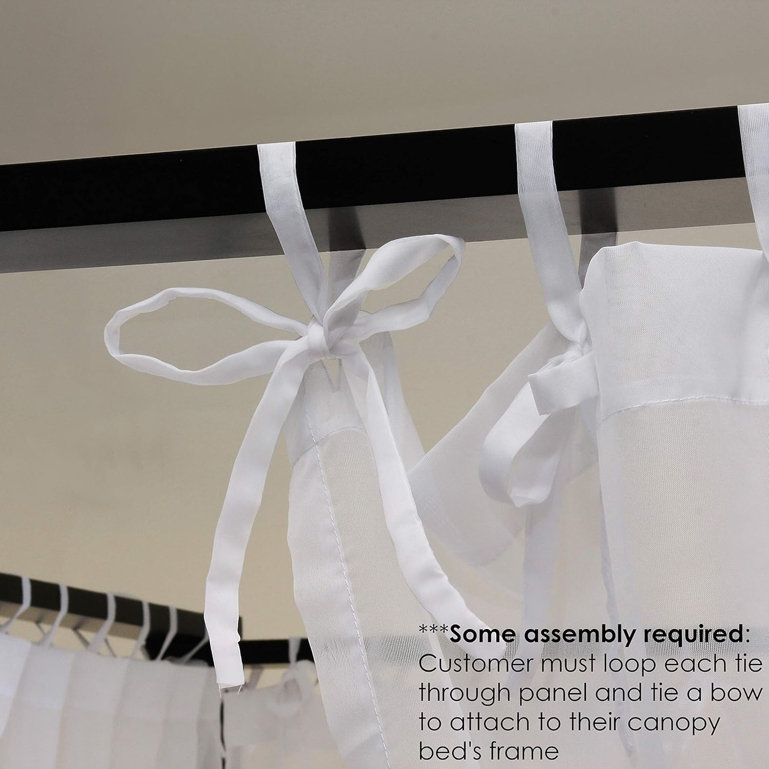 Royale Home, White Canopy Set with Top Ties and Tie Backs, Sheer, for All Bed Sizes by Royale Linens: Home & Kitchen
