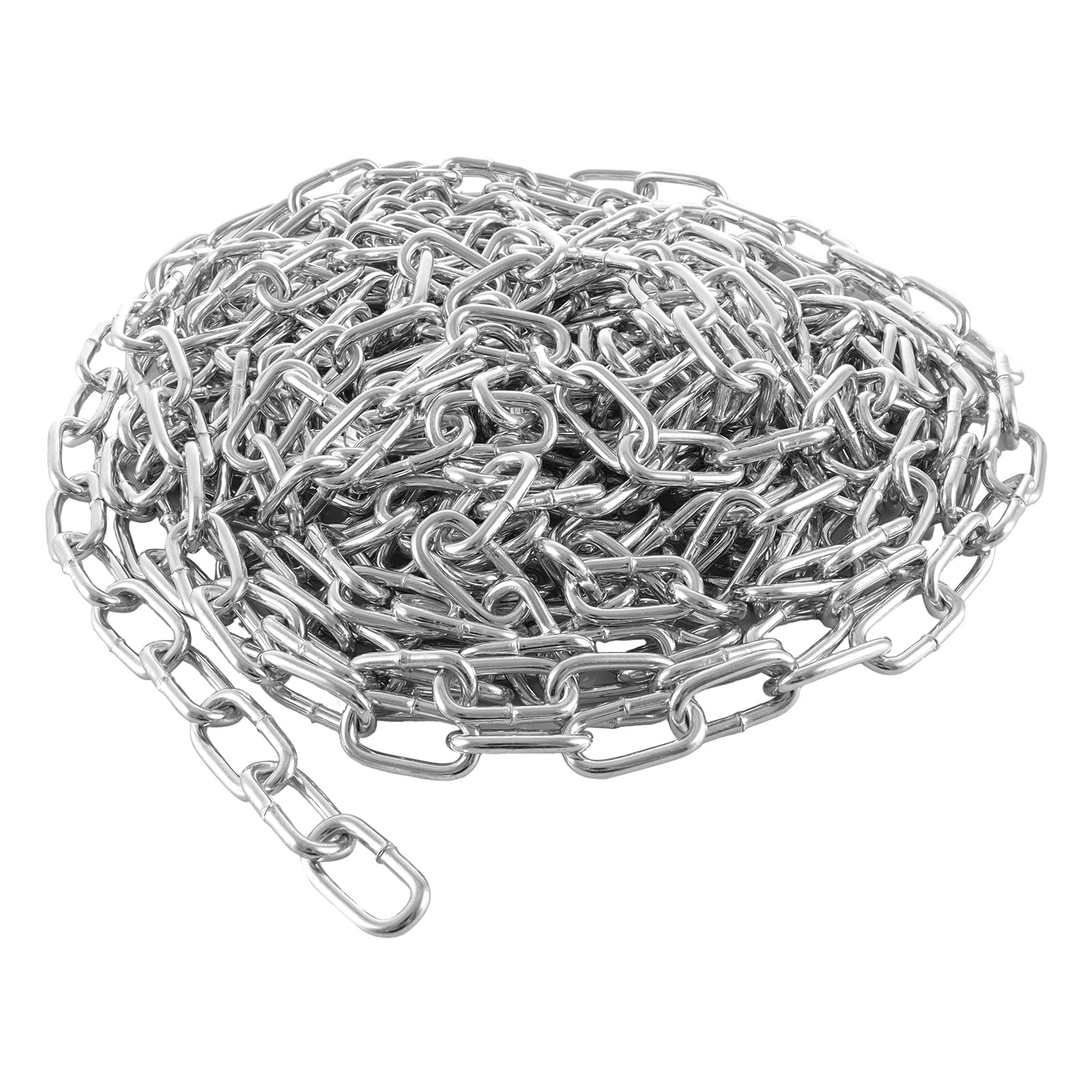 VIDETOL 10 Metres Length 304 Stainless Steel Chain, 4mm Heavy Duty Chain Links, Galvanized Steel Welded Link Chains Lift for Fence Gate, Garage Doors, Swing Chains and Bicycle Security Lock