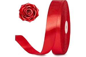 Jutieuo 100 Yards 1 Inch Red Satin Ribbon, Solid Craft Fabric Ribbon for Christmas Gift Wrapping, Bows Making, Flower Bouquet, Wedding Party Decoration