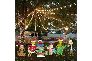BUSYDO 6Pcs Grinch Christmas Decorations, Yard Signs with Stakes, Grinch Cindy Max Whoville Sign for Xmas Garden Lawn Decor, Grinch Stealing Christmas Outdoor Decor Party Supplies Holiday Decorations