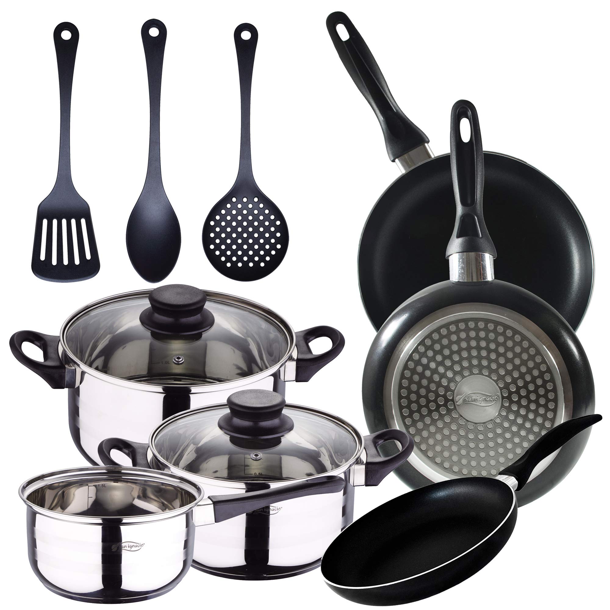 Bateria-de-cocina-5-piezas-acero-inoxidable-y-3pcs-Utensilios-de-cocina-y-Set-3pcs-sartenes-162024-cms-negro
