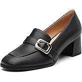 WEANDWEI Women's Comfortable Chunky Heel Loafers, Stylish Square - Toe, All - Weather Solid Dress Pumps for Women, Suitable for Work and Daily Wear