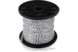 Yaocom 200 ft Galvanized Steel Hanging Jack Chain Metal Silver Link Chain Roll Spool for Light Fixture, Bird Feeders, Overhead Lights, Artworks, Flowerpots (1.3mm)