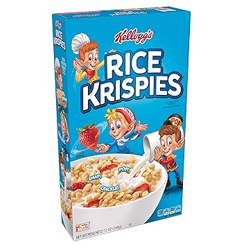 Kelloggs Rice Krispies, Breakfast Cereal, Toasted Rice Cereal, Fat-Free, 12 oz Box