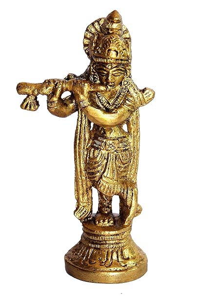 Esplanade - Brass Makhan Chor Laddoo Gopal Baby Krishna Kishan Thakurji Murti Idol Statue Sculpture (3.5 Brass)