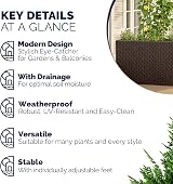 CASARIA Flower Box 4 Inner Pots Poly Rattan Rectangular Planter Brown view 8